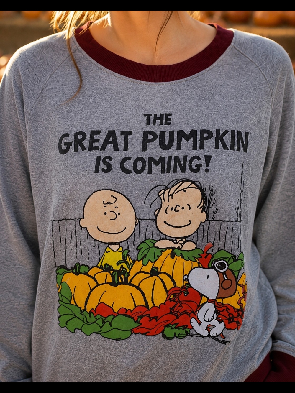 MODCLOTH SNOOPY PEANUTS TJE GREAT PUMPKIN SWEATSHIRT SZ XL - Picture 2 of 7